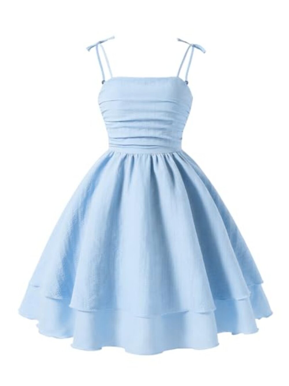 Girls Tie Knot Spaghetti Strap Midi Dresses Cotton Blend Smocked Summer